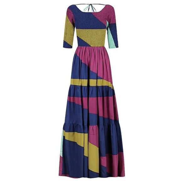 SWF 3/4 sleeves Maxi Dress Color: Reflections Wedding Guest size S NWT $409 - Picture 4 of 8